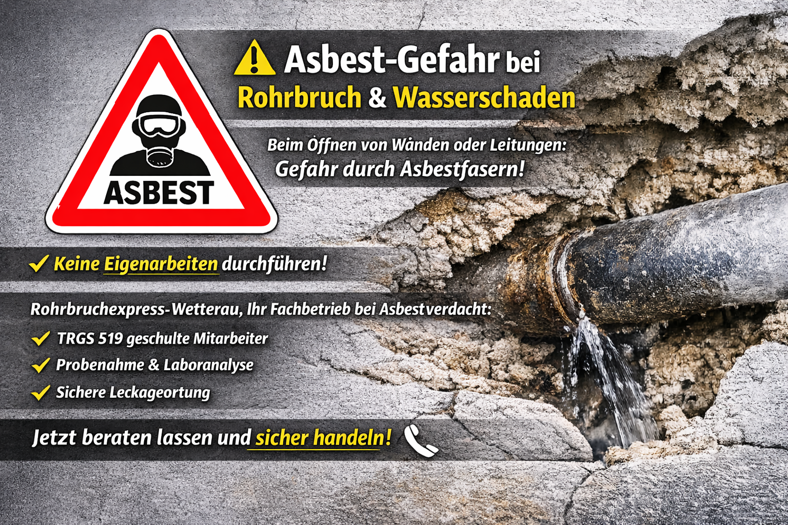 Asbest bei Wasserschaden in der Wetterau: Rechtssicher handeln und Risiken vermeiden