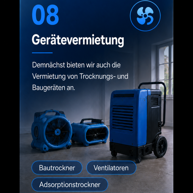 Gerätevermietung für Bautrockner und Trocknungsgeräte