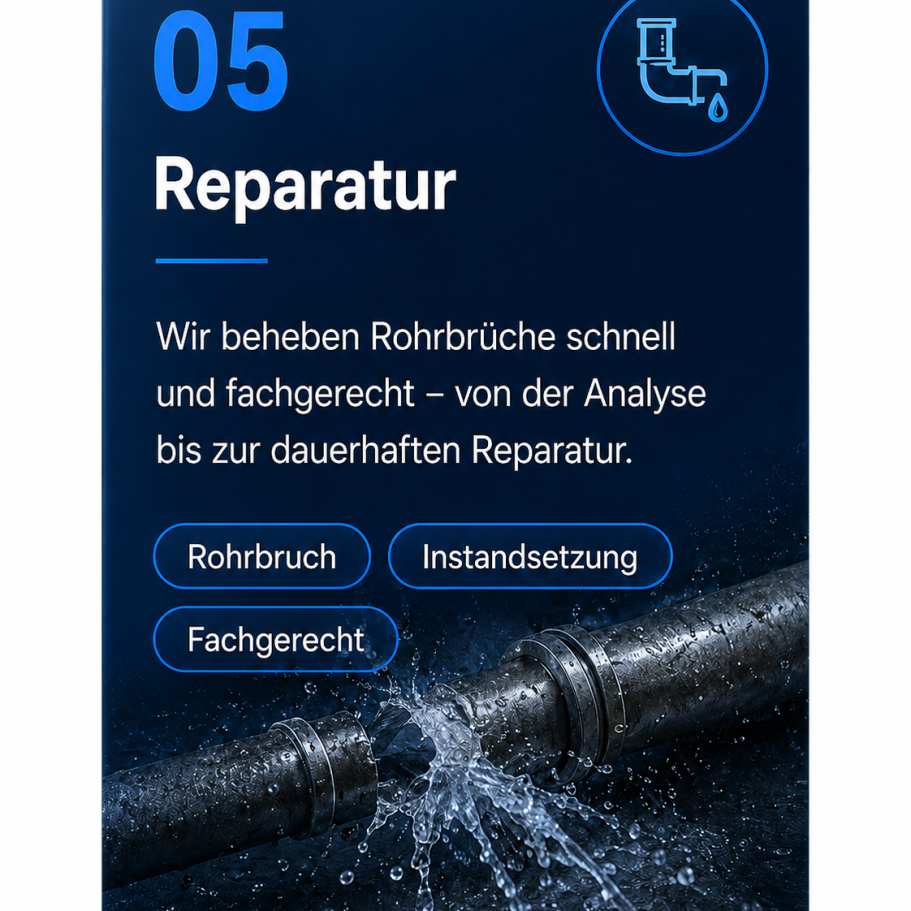 Rohrbruch Reparatur und Instandsetzung einer Wasserleitung