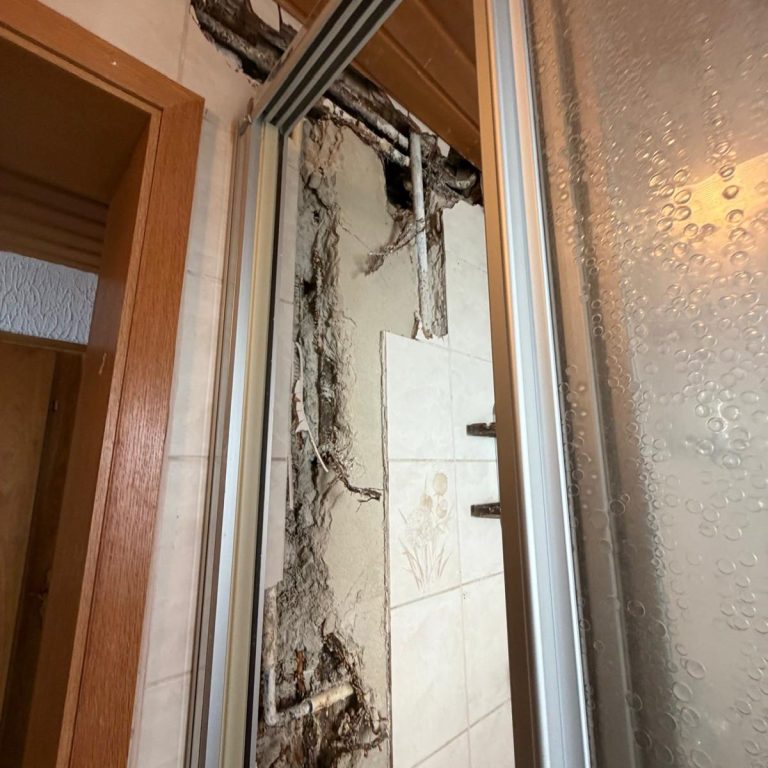 rohrbruch-badezimmer-friedberg Geöffnete Schadenstelle nach einem Rohrbruch in Friedberg